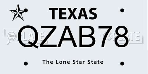 QZAB78 Texas License Plate