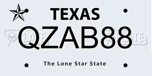 QZAB88 Texas License Plate