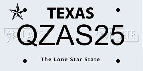 QZAS25 Texas License Plate