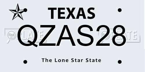 QZAS28 Texas License Plate