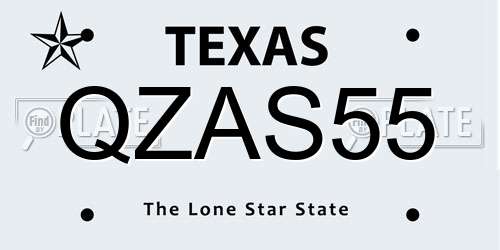 QZAS55 Texas License Plate