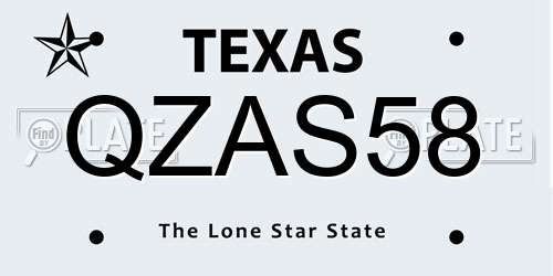 QZAS58 Texas License Plate