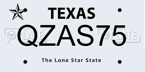 QZAS75 Texas License Plate