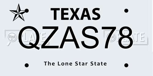 QZAS78 Texas License Plate