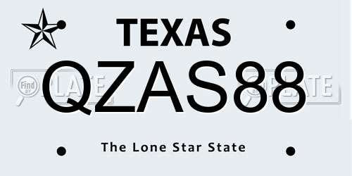 QZAS88 Texas License Plate