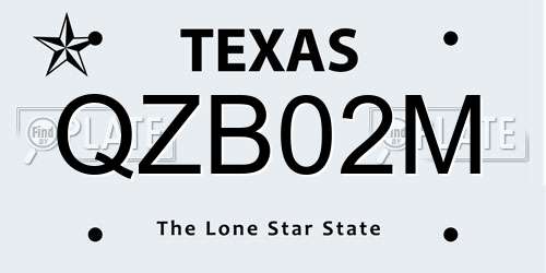 QZB02M Texas License Plate