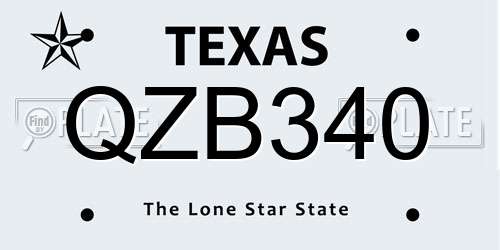 QZB340 Texas License Plate