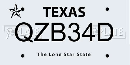 QZB34D Texas License Plate