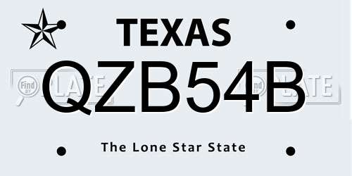 QZB54B Texas License Plate