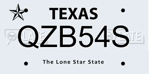 QZB54S Texas License Plate