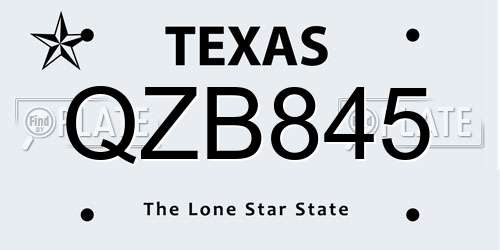 QZB845 Texas License Plate
