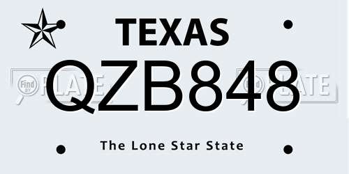 QZB848 Texas License Plate