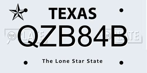QZB84B Texas License Plate