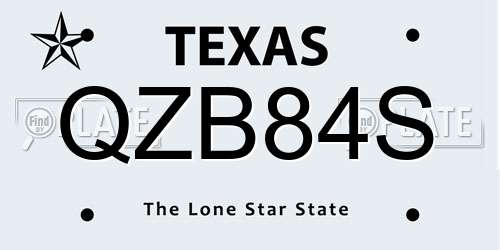 QZB84S Texas License Plate