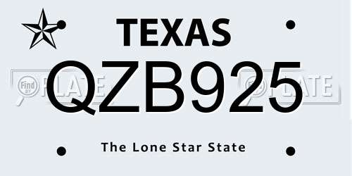 QZB925 Texas License Plate