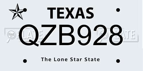 QZB928 Texas License Plate