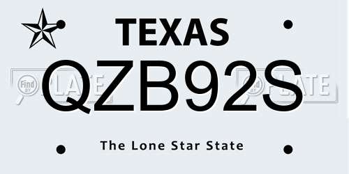 QZB92S Texas License Plate