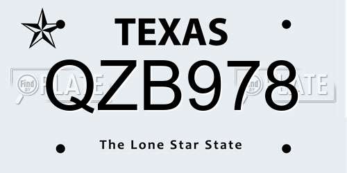 QZB978 Texas License Plate