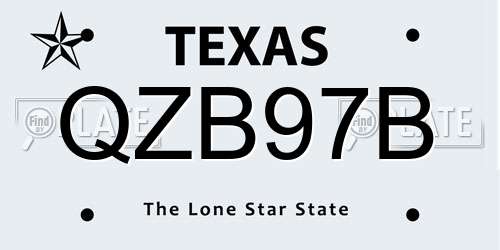 QZB97B Texas License Plate