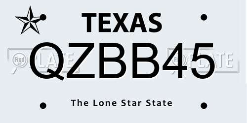 QZBB45 Texas License Plate