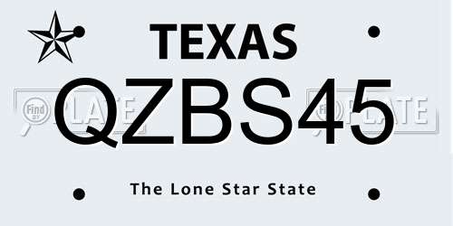 QZBS45 Texas License Plate