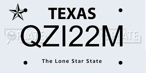 QZI22M Texas License Plate