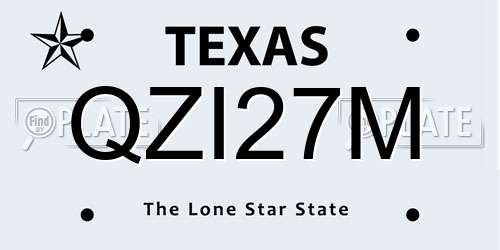QZI27M Texas License Plate