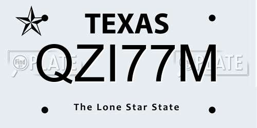 QZI77M Texas License Plate
