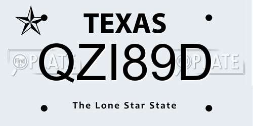 QZI89D Texas License Plate