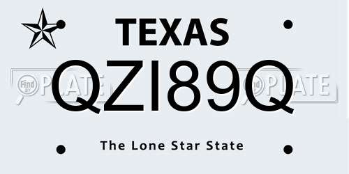 QZI89Q Texas License Plate