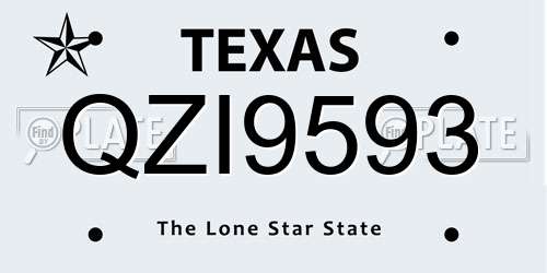 QZI9593 Texas License Plate