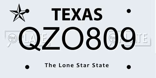 QZO809 Texas License Plate