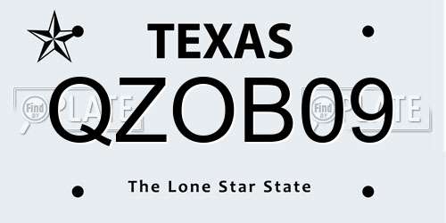 QZOB09 Texas License Plate