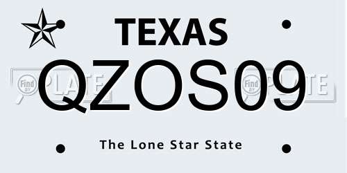 QZOS09 Texas License Plate