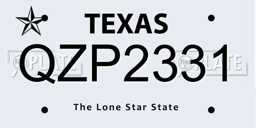QZP2331 Texas License Plate