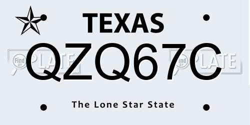 QZQ67C Texas License Plate