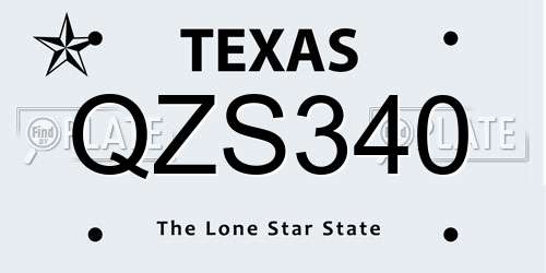 QZS340 Texas License Plate