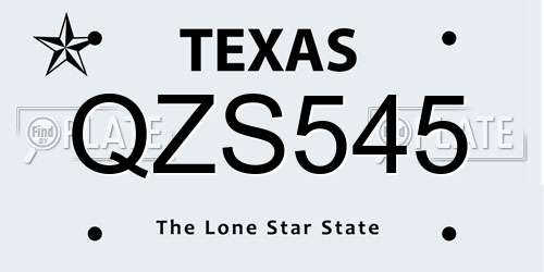QZS545 Texas License Plate