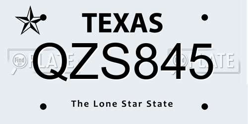 QZS845 Texas License Plate