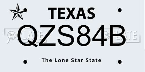 QZS84B Texas License Plate