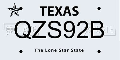 QZS92B Texas License Plate