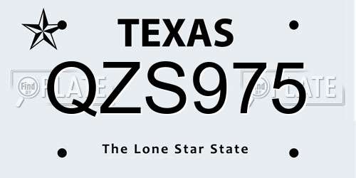 QZS975 Texas License Plate