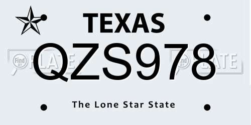 QZS978 Texas License Plate