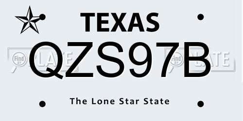 QZS97B Texas License Plate