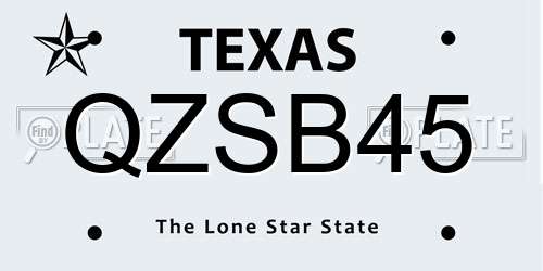 QZSB45 Texas License Plate
