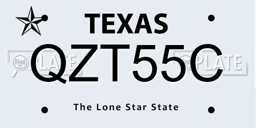 QZT55C Texas License Plate