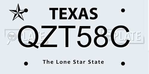 QZT58C Texas License Plate