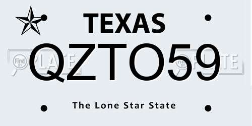 QZTO59 Texas License Plate