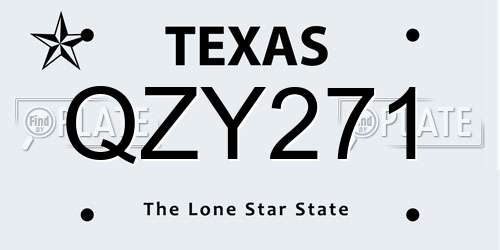 QZY271 Texas License Plate