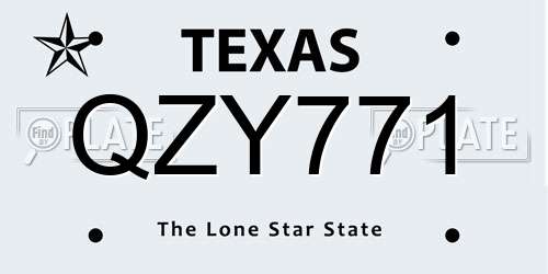 QZY771 Texas License Plate